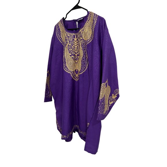 Rainbow Brand Purple Embroidered African Dashiki Dress Skirt Set - Picture 4 of 12